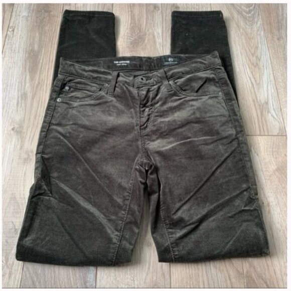EUC AG Adriano Goldschmied Skinny Legging Velvet Jean Climbing Ivy Green Sz 25 R - Picture 5 of 9